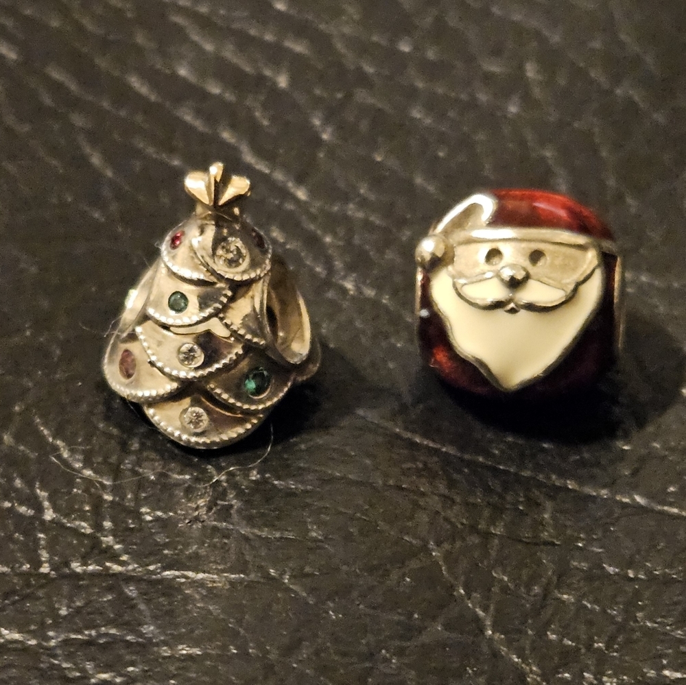 Pandora Festive Christmas Tree and Santa Christmas Charms
